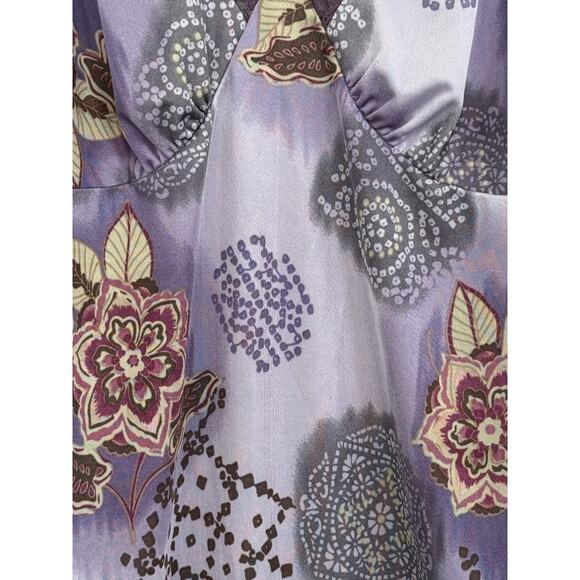 Vtg Xhilaration Womens Medium Y2K Babydoll Floral Satin Crochet Trim Cami Purple - Picture 4 of 8